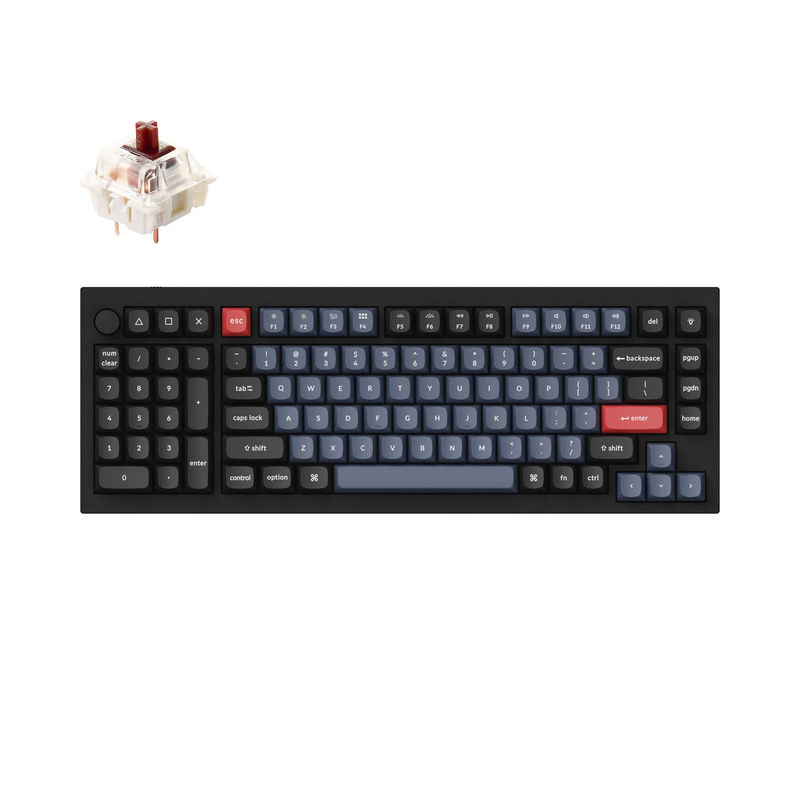Keychron Q12 QMK Custom Mechanical Keyboard - Type:Fully Assembled Knob - Color:Carbon Black - A - Switches:Gateron G Pro Brown