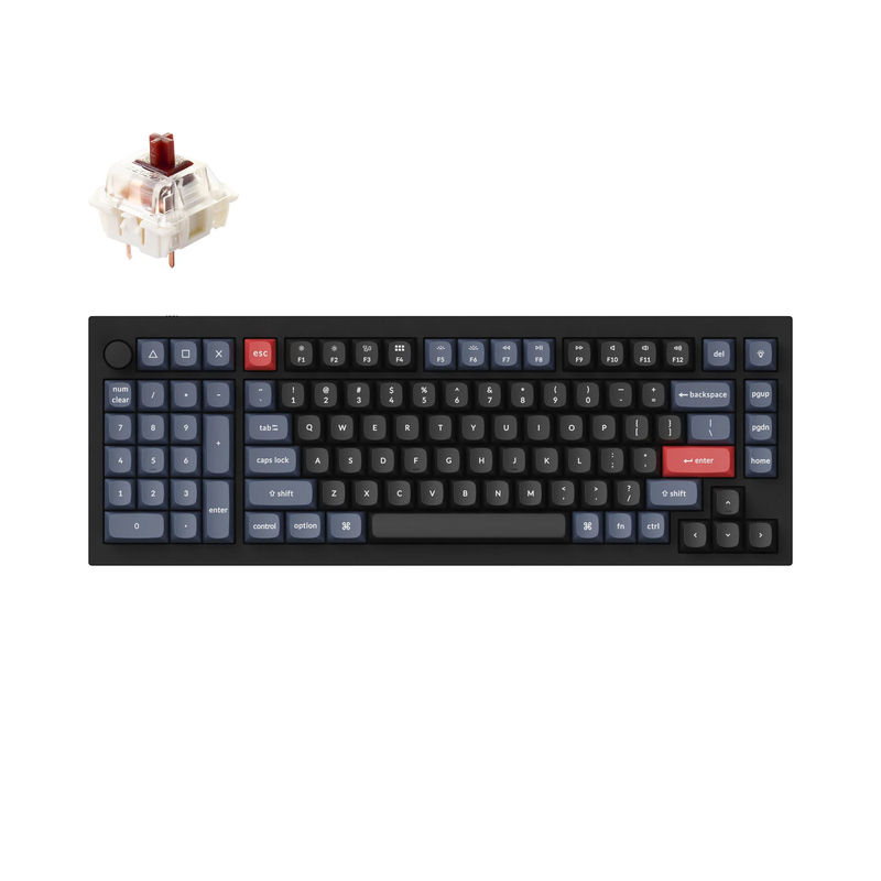 Keychron Q12 QMK Custom Mechanical Keyboard - Type:Fully Assembled Knob - Color:Carbon Black - B - Switches:Gateron G Pro Brown