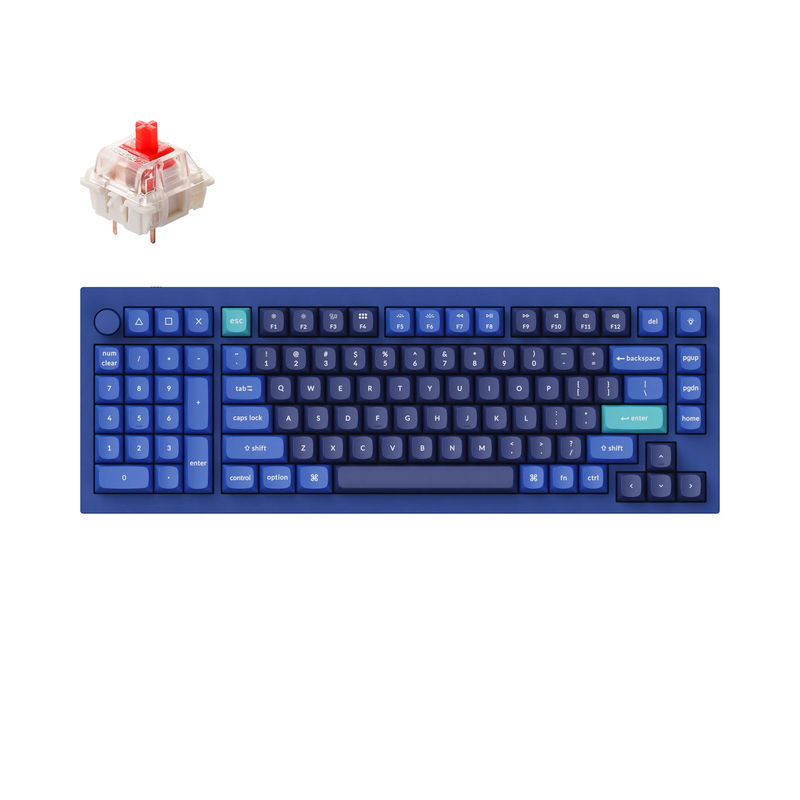 Keychron Q12 QMK Custom Mechanical Keyboard - Type:Fully Assembled Knob - Color:Navy Blue - B - Switches:Gateron G Pro Red