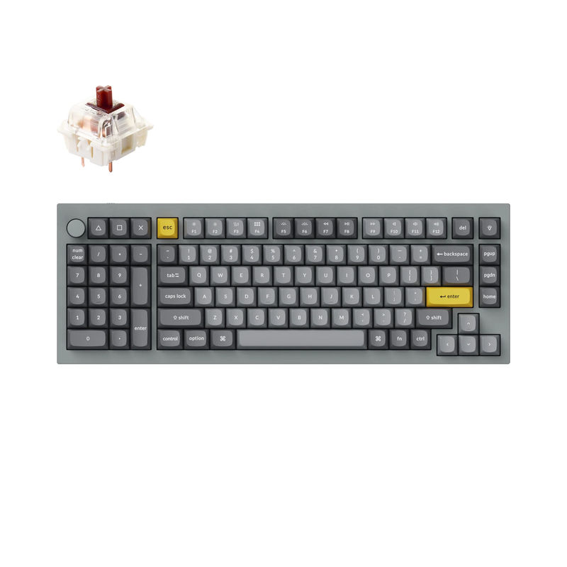 Keychron Q12 QMK Custom Mechanical Keyboard - Type:Fully Assembled Knob - Color:Silver Grey - A - Switches:Gateron G Pro Brown