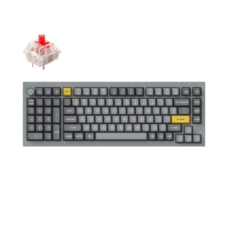 Keychron Q12 QMK Custom Mechanical Keyboard - Type:Fully Assembled Knob - Color:Silver Grey - A - Switches:Gateron G Pro Red