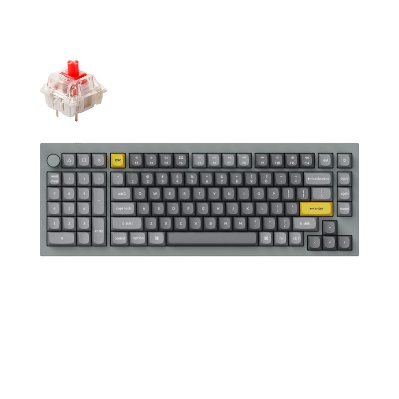 Keychron Q12 QMK Custom Mechanical Keyboard - Type:Fully Assembled Knob - Color:Silver Grey - B - Switches:Gateron G Pro Red