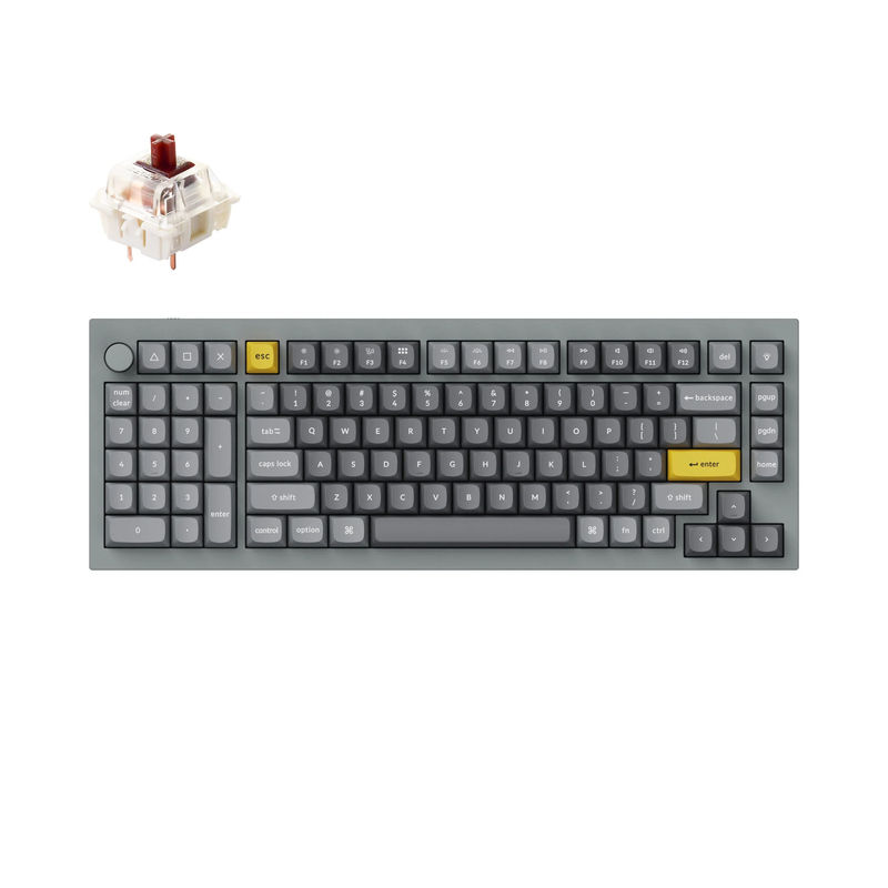 Keychron Q12 QMK Custom Mechanical Keyboard - Type:Fully Assembled Knob - Color:Silver Grey - B - Switches:Gateron G Pro Brown