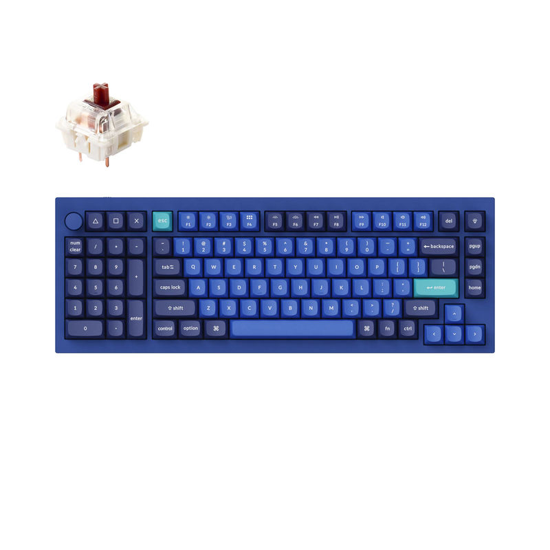 Keychron Q12 QMK Custom Mechanical Keyboard - Type:Fully Assembled Knob - Color:Navy Blue - A - Switches:Gateron G Pro Brown