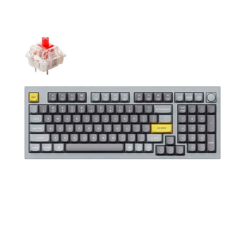 Keychron Q5 QMK Custom Mechanical Keyboard - Type:Fully Assembled Knob - Color:Silver Grey - B - Switches:Gateron G Pro Red