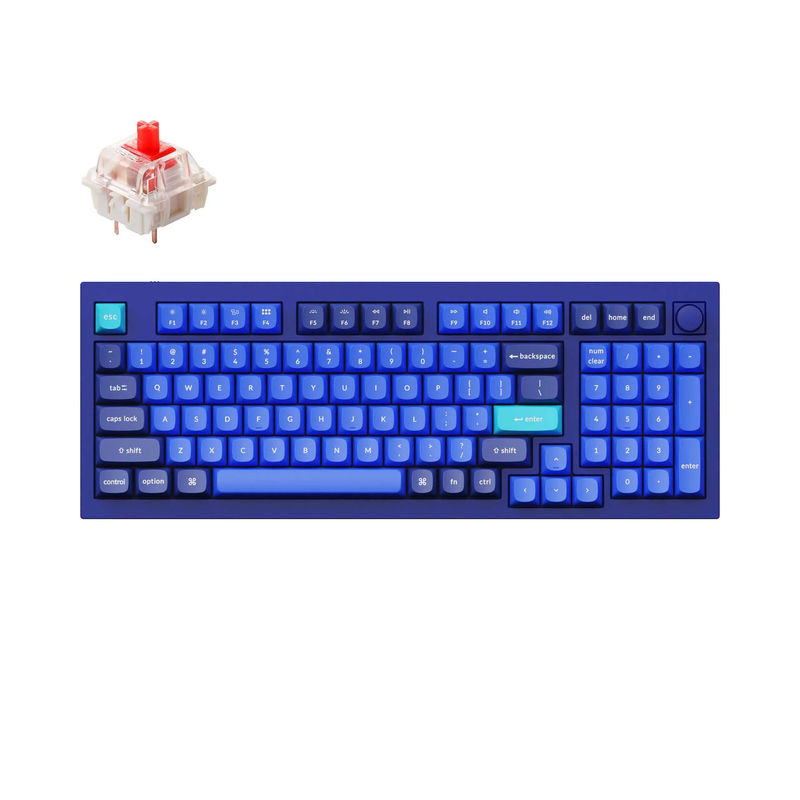 Keychron Q5 QMK Custom Mechanical Keyboard - Type:Fully Assembled Knob - Color:Navy Blue - A - Switches:Gateron G Pro Red
