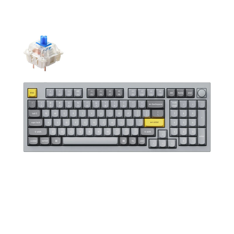 Keychron Q5 QMK Custom Mechanical Keyboard - Type:Fully Assembled Knob - Color:Silver Grey - A - Switches:Gateron G Pro Blue