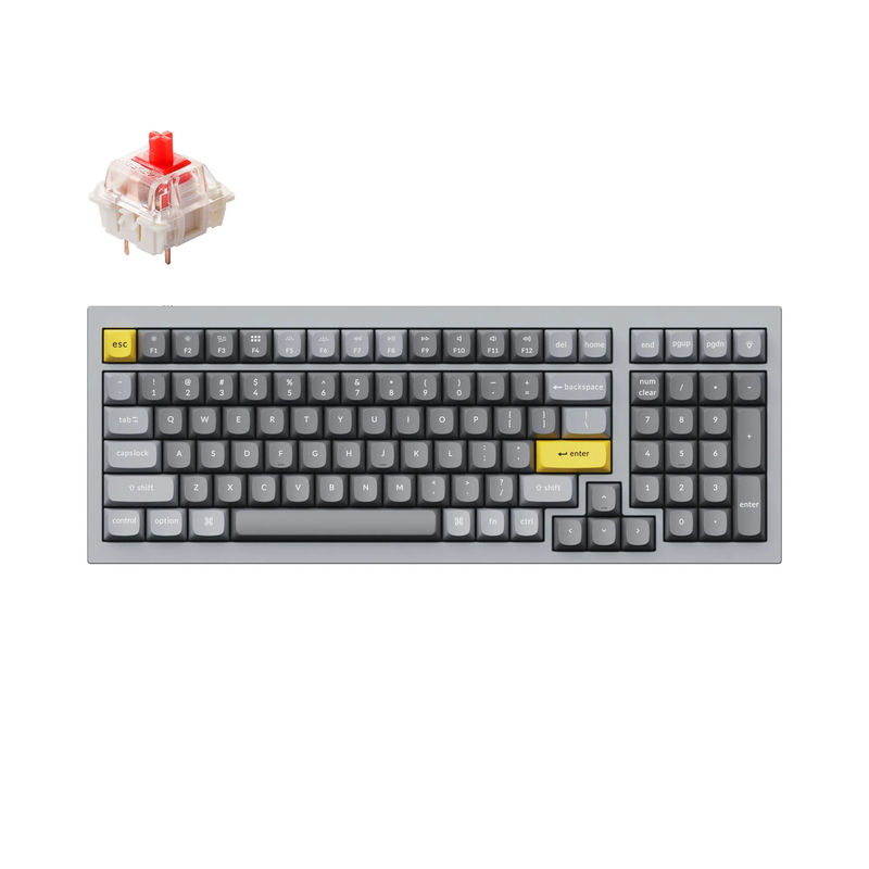 Keychron Q5 QMK Custom Mechanical Keyboard - Type:Fully Assembled - Color:Silver Grey - B - Switches:Gateron G Pro Red
