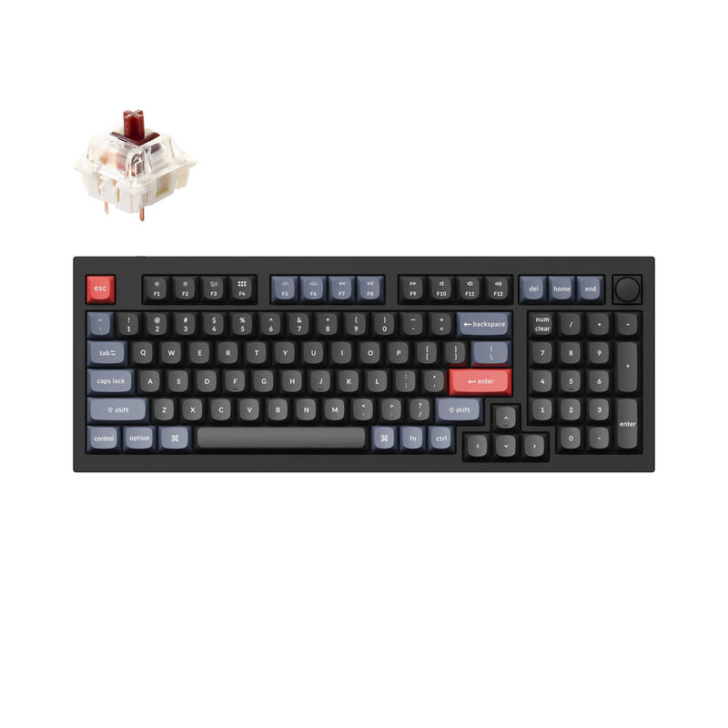 Keychron Q5 QMK Custom Mechanical Keyboard - Type:Fully Assembled Knob - Color:Carbon Black - B - Switches:Gateron G Pro Brown