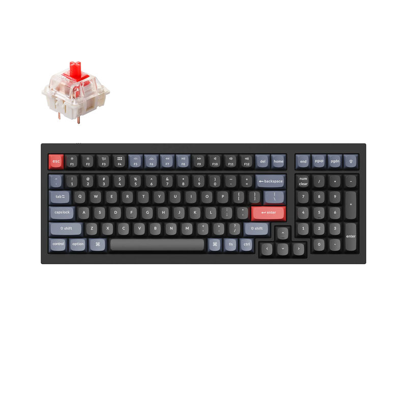 Keychron Q5 QMK Custom Mechanical Keyboard - Type:Fully Assembled - Color:Carbon Black - B - Switches:Gateron G Pro Red