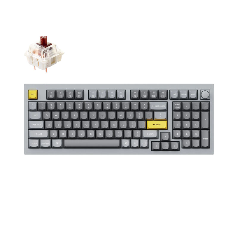 Keychron Q5 QMK Custom Mechanical Keyboard - Type:Fully Assembled Knob - Color:Silver Grey - B - Switches:Gateron G Pro Brown
