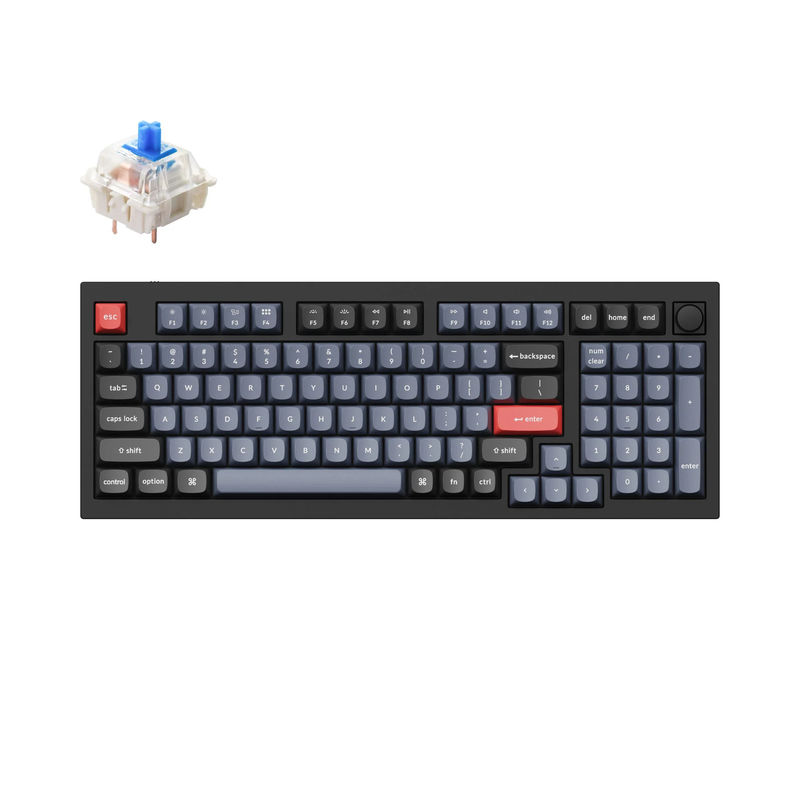 Keychron Q5 QMK Custom Mechanical Keyboard - Type:Fully Assembled Knob - Color:Carbon Black - A - Switches:Gateron G Pro Blue