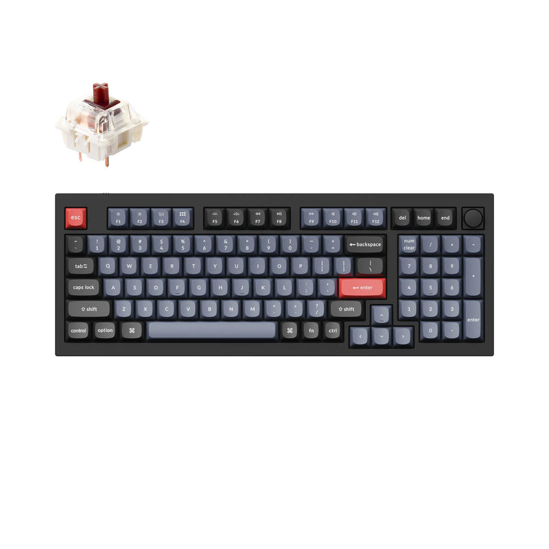 Keychron Q5 QMK Custom Mechanical Keyboard - Type:Fully Assembled Knob - Color:Carbon Black - A - Switches:Gateron G Pro Brown
