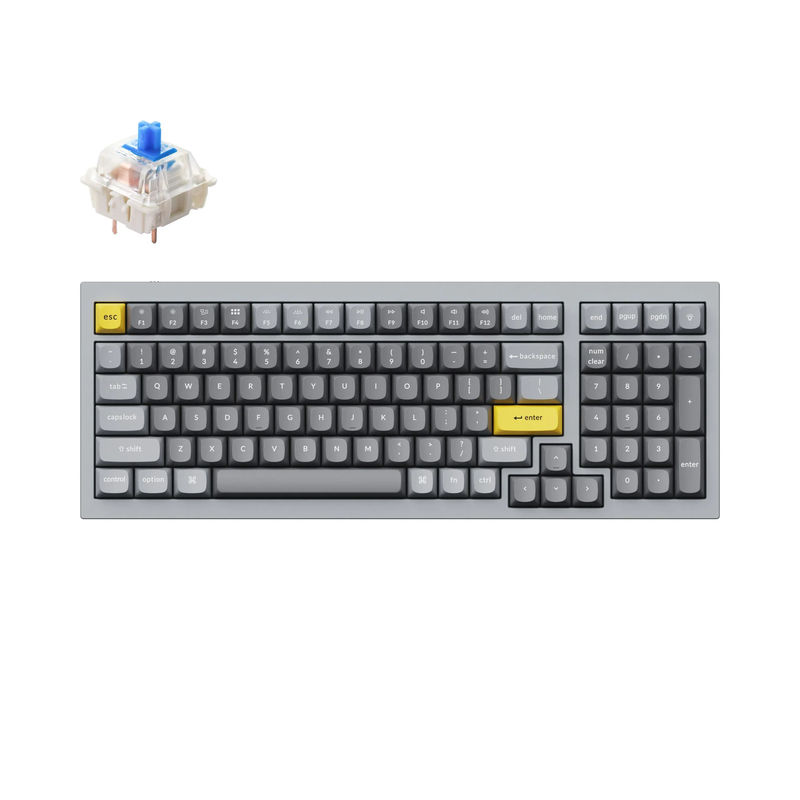 Keychron Q5 QMK Custom Mechanical Keyboard - Type:Fully Assembled - Color:Silver Grey - B - Switches:Gateron G Pro Blue