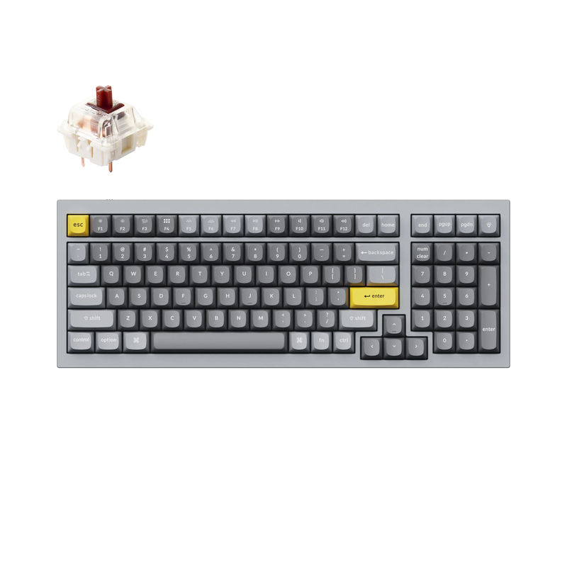 Keychron Q5 QMK Custom Mechanical Keyboard - Type:Fully Assembled - Color:Silver Grey - B - Switches:Gateron G Pro Brown