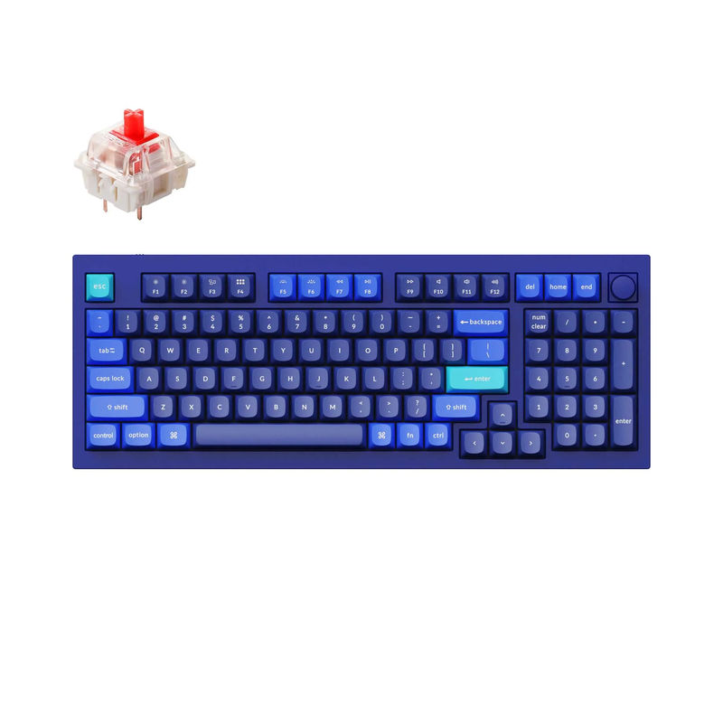 Keychron Q5 QMK Custom Mechanical Keyboard - Type:Fully Assembled Knob - Color:Navy Blue - B - Switches:Gateron G Pro Red