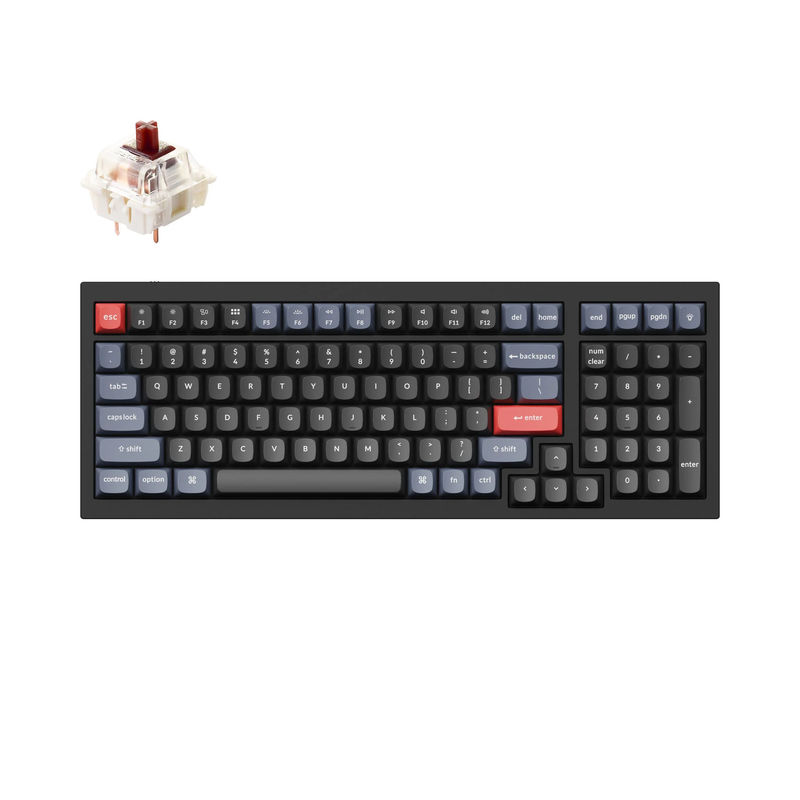 Keychron Q5 QMK Custom Mechanical Keyboard - Type:Fully Assembled - Color:Carbon Black - B - Switches:Gateron G Pro Brown