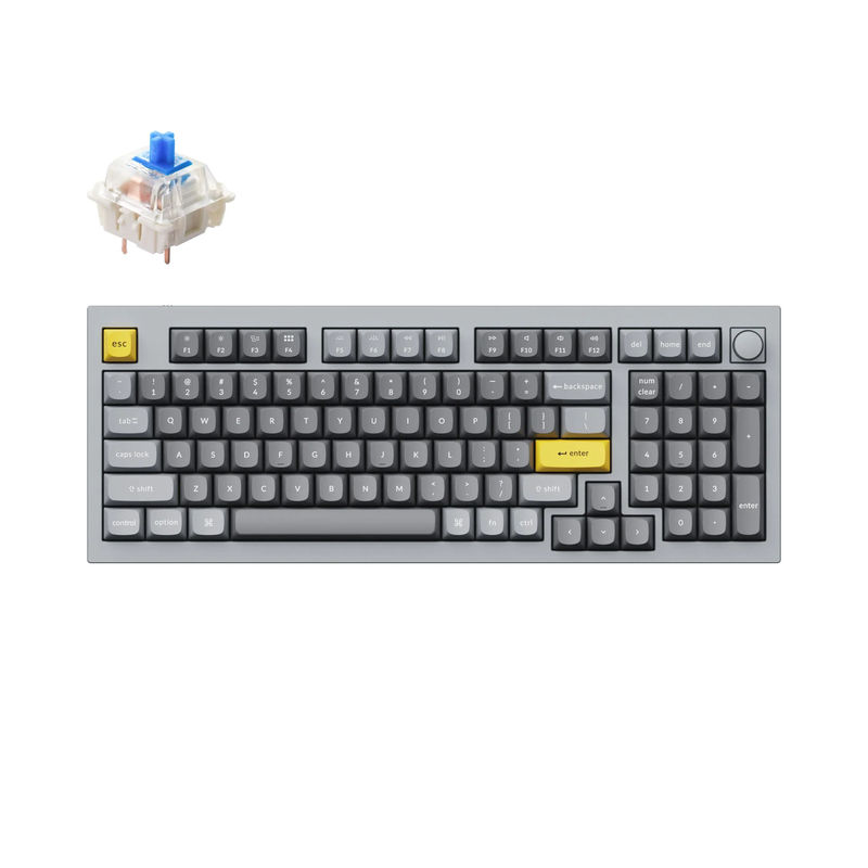 Keychron Q5 QMK Custom Mechanical Keyboard - Type:Fully Assembled Knob - Color:Silver Grey - B - Switches:Gateron G Pro Blue