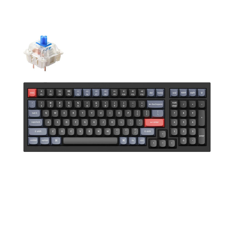 Keychron Q5 QMK Custom Mechanical Keyboard - Type:Fully Assembled - Color:Carbon Black - B - Switches:Gateron G Pro Blue