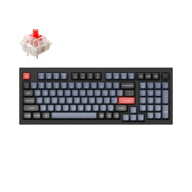 Keychron Q5 QMK Custom Mechanical Keyboard - Type:Fully Assembled Knob - Color:Carbon Black - A - Switches:Gateron G Pro Red