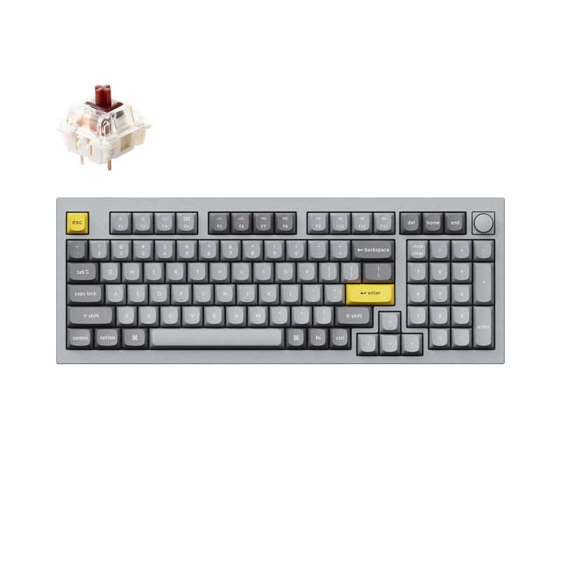 Keychron Q5 QMK Custom Mechanical Keyboard - Type:Fully Assembled Knob - Color:Silver Grey - A - Switches:Gateron G Pro Brown