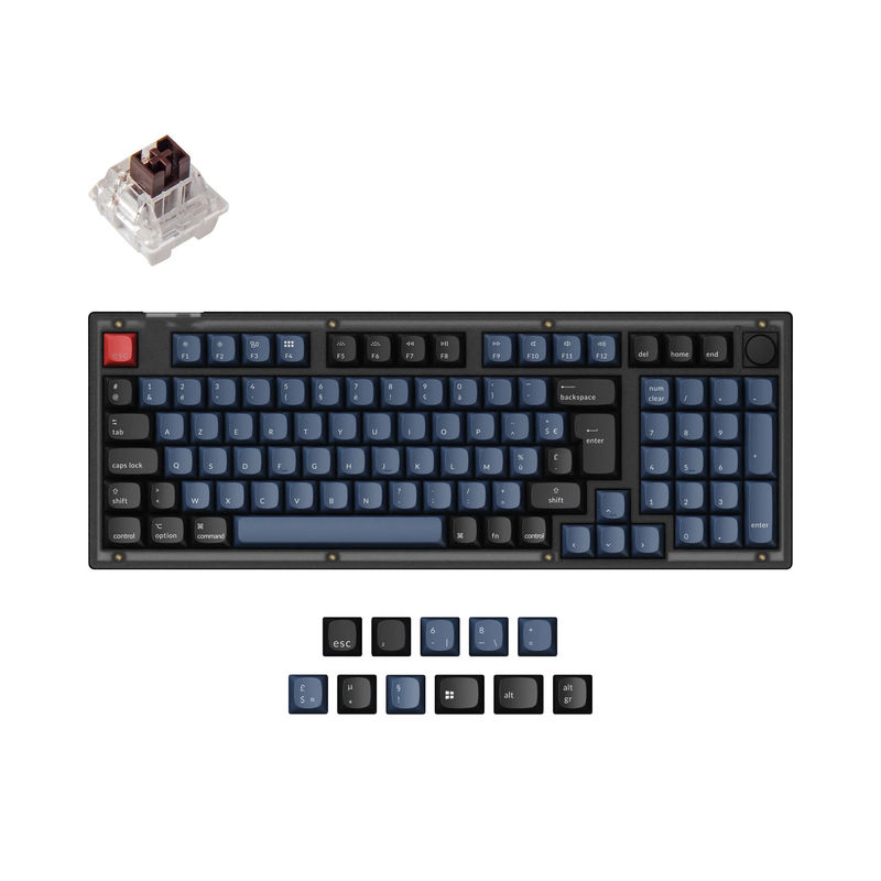 Keychron V5 QMK Custom Mechanical Keyboard ISO Layout Collection - Type:Fully Assembled Knob (Frosted Black) - Layout Version:FR-ISO - Switches:Keychron K Pro Brown