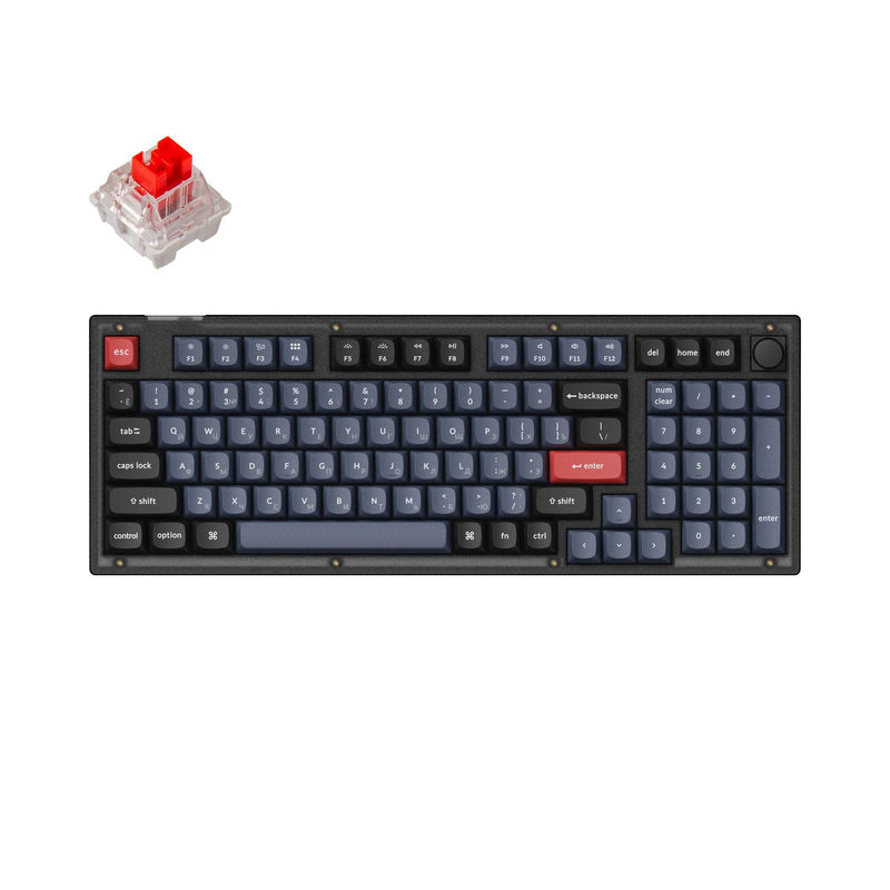 Keychron V5 QMK Custom Mechanical Keyboard Russian Layout - Type:Fully Assembled Knob (Frosted Black) - Layout Version:Russian-ANSI - Switches:Keychron K Pro Red