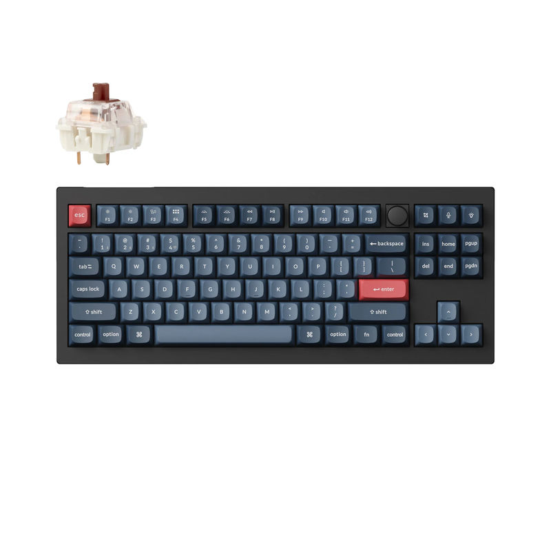 Keychron V3 Max QMK/VIA Wireless Custom Mechanical Keyboard - Type:Fully Assembled Knob - Color:Carbon Black - Switches:Gateron Jupiter Brown