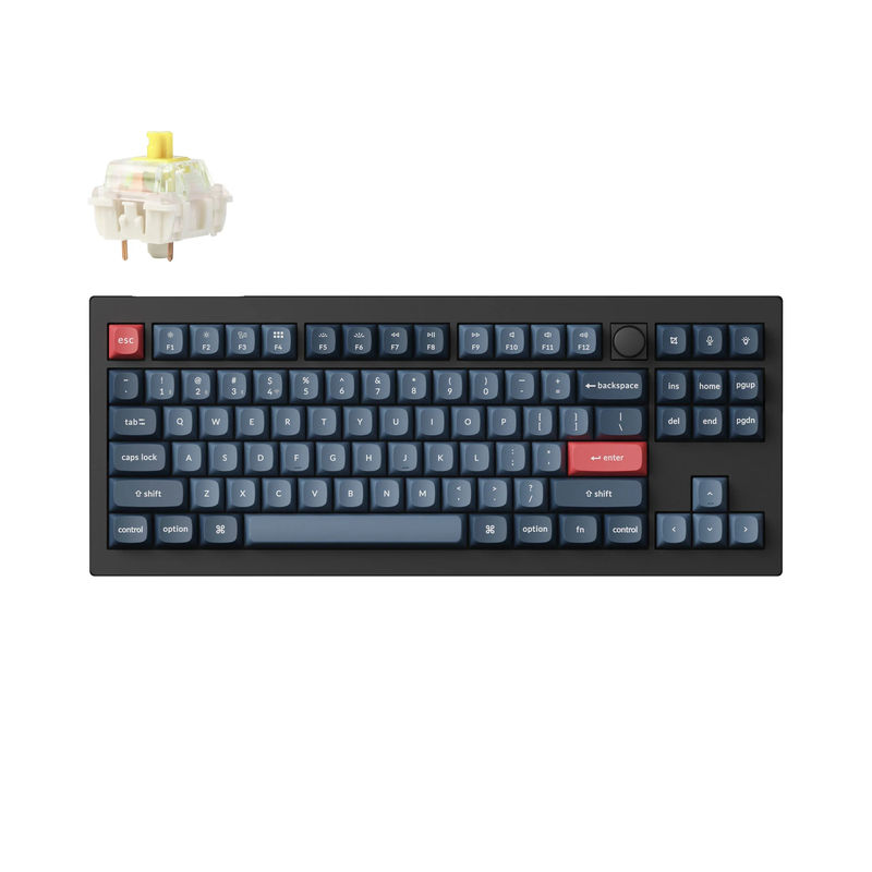 Keychron V3 Max QMK/VIA Wireless Custom Mechanical Keyboard - Type:Fully Assembled Knob - Color:Carbon Black - Switches:Gateron Jupiter Banana