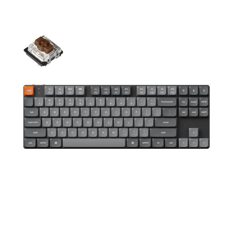 Keychron K1 Max QMK/VIA Wireless Custom Mechanical Keyboard - Version:RGB Backlight - Switch Type:Low Profile Gateron Mechanical - Switch Option:Brown