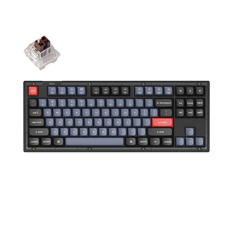 Keychron V3 QMK Custom Mechanical Keyboard - Type:Fully Assembled - Color:Frosted Black (Translucent) - Switches:Keychron K Pro Brown
