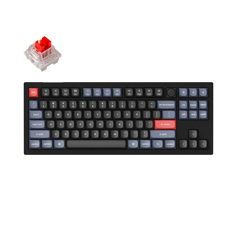 Keychron V3 QMK Custom Mechanical Keyboard - Type:Fully Assembled Knob - Color:Carbon Black (Non-transparent) - Switches:Keychron K Pro Red