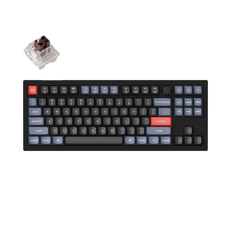 Keychron V3 QMK Custom Mechanical Keyboard - Type:Fully Assembled Knob - Color:Carbon Black (Non-transparent) - Switches:Keychron K Pro Brown