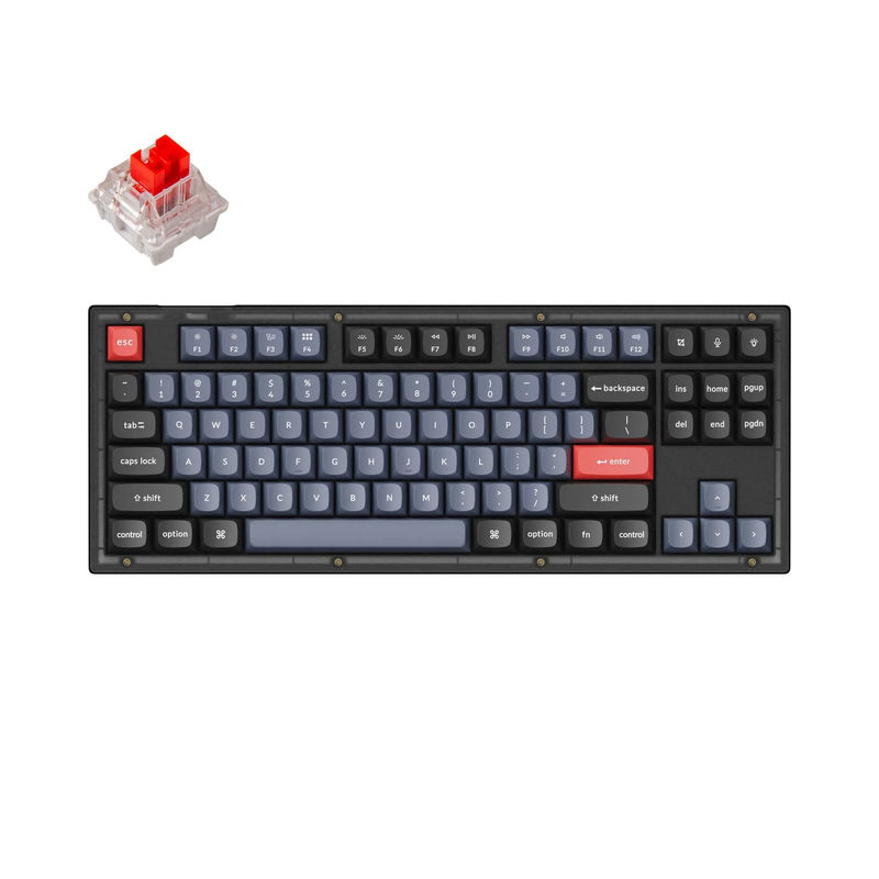 Keychron V3 QMK Custom Mechanical Keyboard - Type:Fully Assembled - Color:Frosted Black (Translucent) - Switches:Keychron K Pro Red