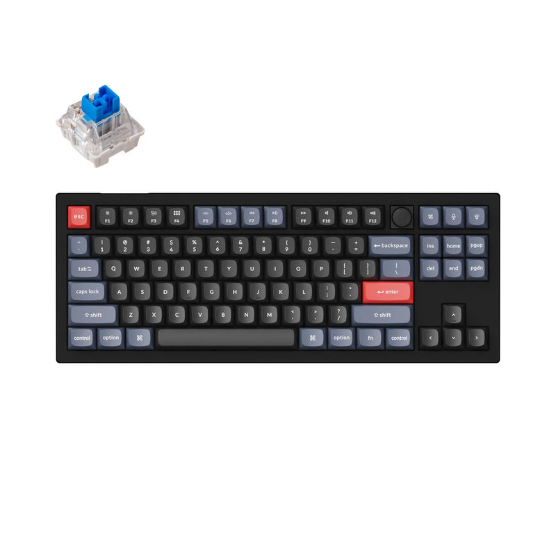 Keychron V3 QMK Custom Mechanical Keyboard - Type:Fully Assembled Knob - Color:Carbon Black (Non-transparent) - Switches:Keychron K Pro Blue