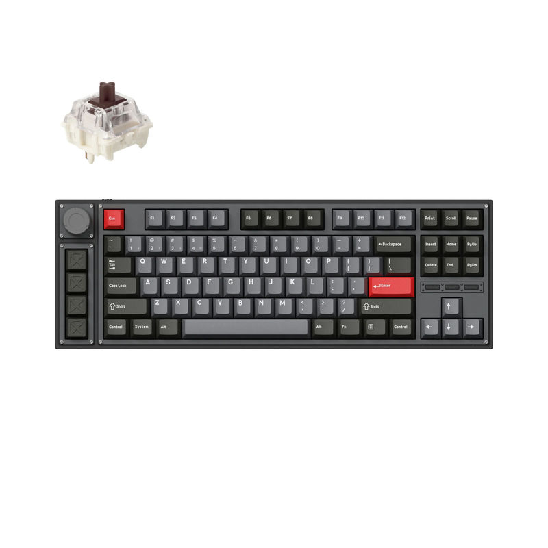 Lemokey L3 QMK/VIA Wireless Custom Mechanical Keyboard - Type:Fully Assembled Knob - Color:Carbon Black - Switches:Gateron Jupiter Brown