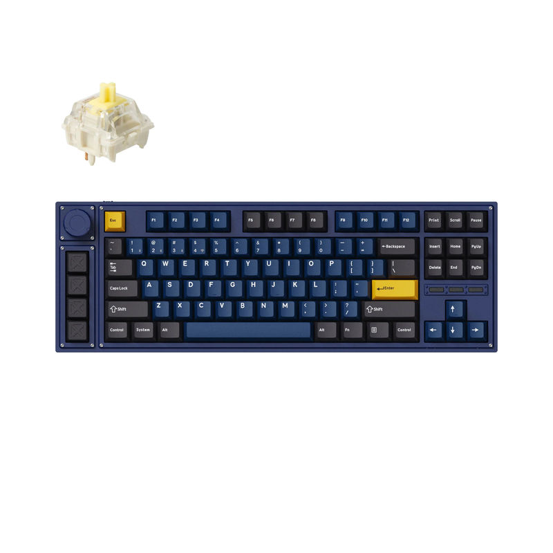Lemokey L3 QMK/VIA Wireless Custom Mechanical Keyboard - Type:Fully Assembled Knob - Color:Navy Blue - Switches:Gateron Jupiter Banana