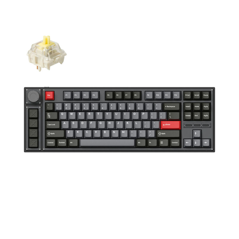 Lemokey L3 QMK/VIA Wireless Custom Mechanical Keyboard - Type:Fully Assembled Knob - Color:Carbon Black - Switches:Gateron Jupiter Banana