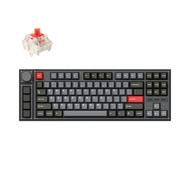 Lemokey L3 QMK/VIA Wireless Custom Mechanical Keyboard - Type:Fully Assembled Knob - Color:Carbon Black - Switches:Gateron Jupiter Red