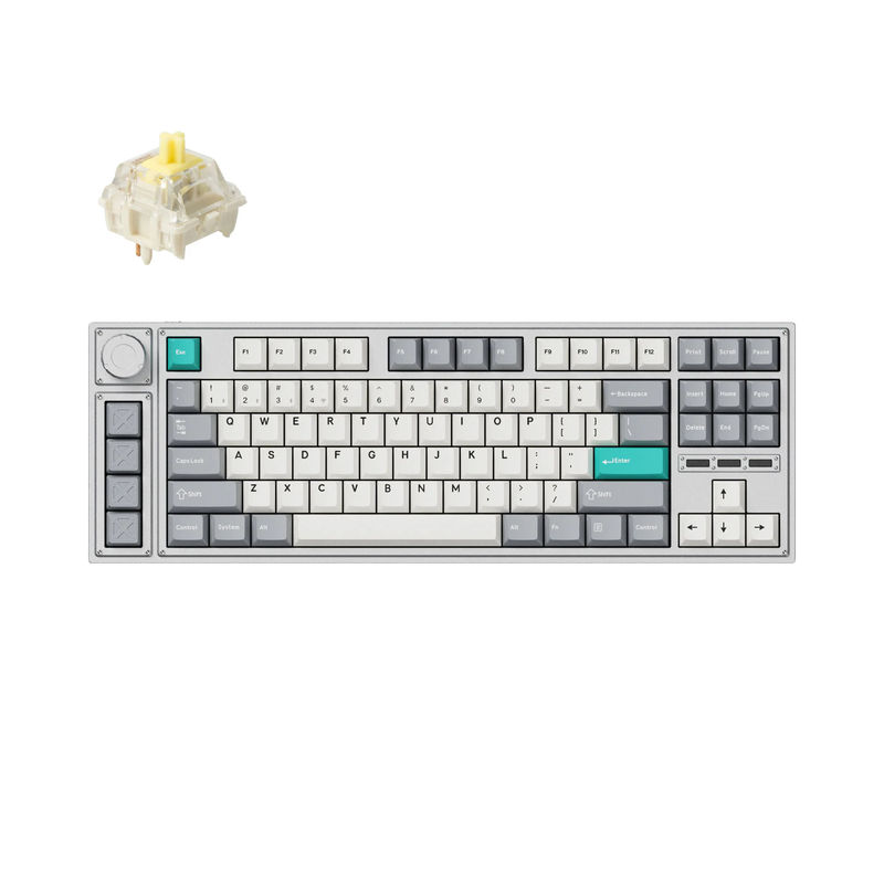 Lemokey L3 QMK/VIA Wireless Custom Mechanical Keyboard - Type:Fully Assembled Knob - Color:Space Silver - Switches:Gateron Jupiter Banana