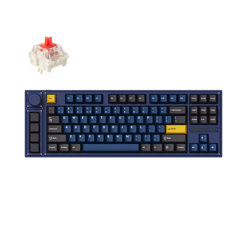 Lemokey L3 QMK/VIA Wireless Custom Mechanical Keyboard - Type:Fully Assembled Knob - Color:Navy Blue - Switches:Gateron Jupiter Red