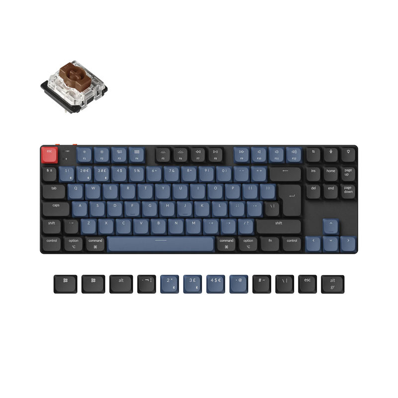Keychron K1 Pro QMK/VIA Wireless Custom Mechanical Keyboard ISO Layout Collection - Version:RGB Backlight (Hot-Swappble)-ABS Keycaps - Layout Version:UK-ISO - Switch Option:Low Profile Gateron Mechanical Brown