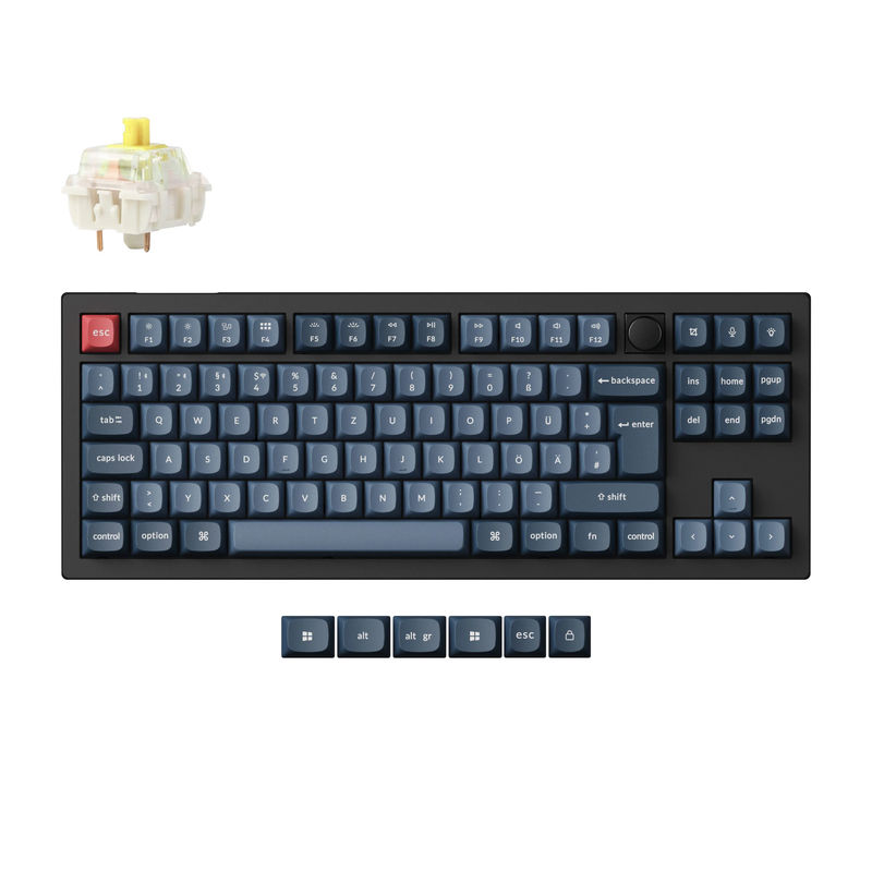 Keychron V3 Max QMK/VIA Wireless Custom Mechanical Keyboard ISO Layout Collection - Type:Fully Assembled Knob (Carbon Black) - Layout Version:DE-ISO - Switches:Gateron Jupiter Banana