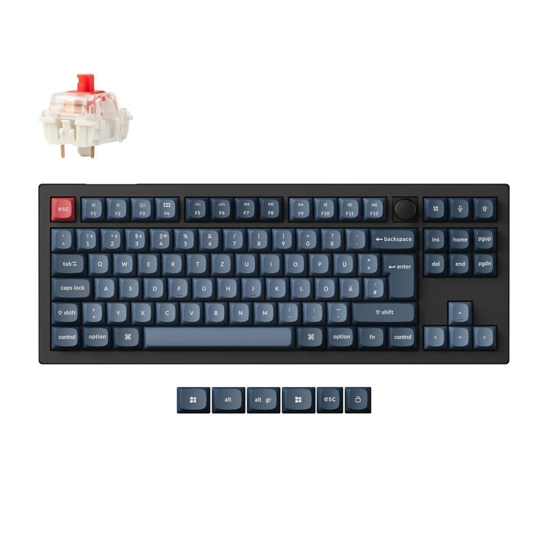 Keychron V3 Max QMK/VIA Wireless Custom Mechanical Keyboard ISO Layout Collection - Type:Fully Assembled Knob (Carbon Black) - Layout Version:DE-ISO - Switches:Gateron Jupiter Red