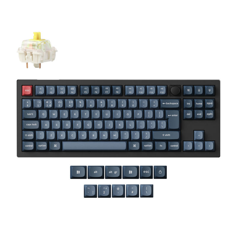 Keychron V3 Max QMK/VIA Wireless Custom Mechanical Keyboard ISO Layout Collection - Type:Fully Assembled Knob (Carbon Black) - Layout Version:UK-ISO - Switches:Gateron Jupiter Banana