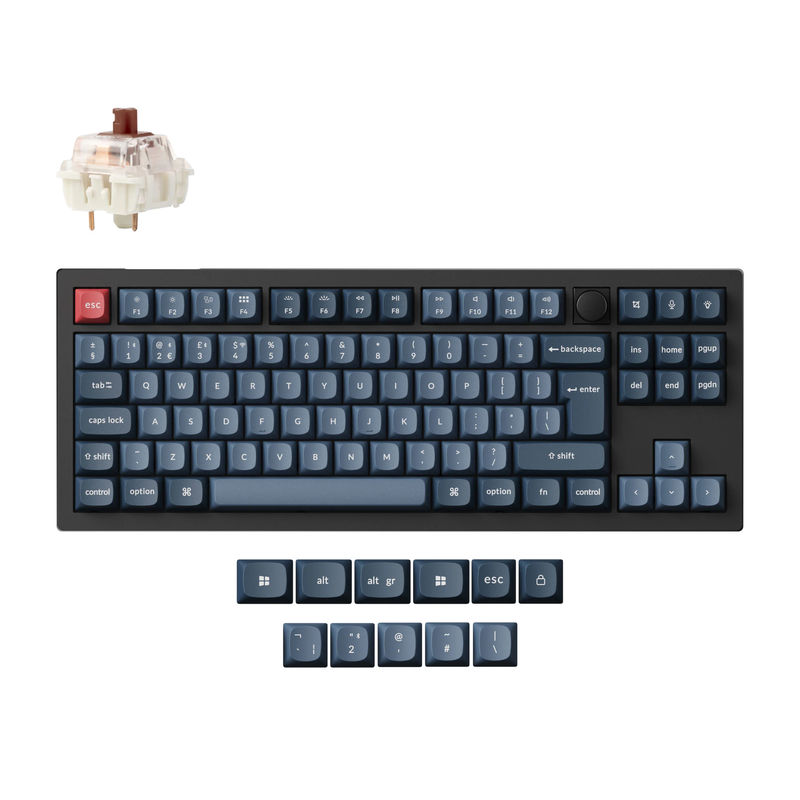 Keychron V3 Max QMK/VIA Wireless Custom Mechanical Keyboard ISO Layout Collection - Type:Fully Assembled Knob (Carbon Black) - Layout Version:UK-ISO - Switches:Gateron Jupiter Brown