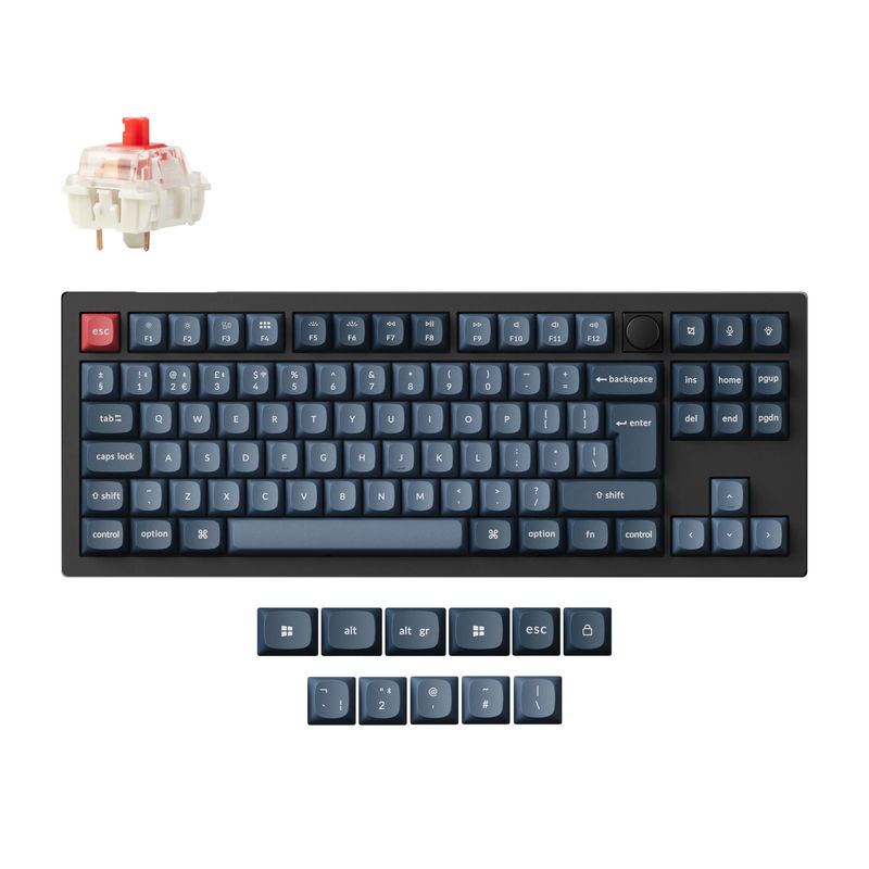Keychron V3 Max QMK/VIA Wireless Custom Mechanical Keyboard ISO Layout Collection - Type:Fully Assembled Knob (Carbon Black) - Layout Version:UK-ISO - Switches:Gateron Jupiter Red