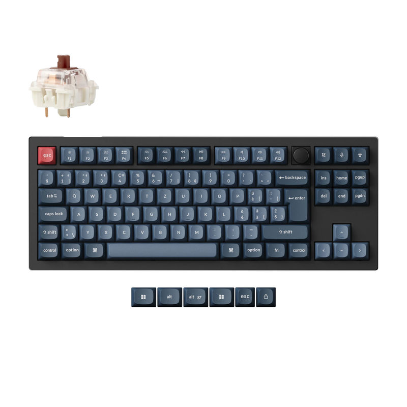 Keychron V3 Max QMK/VIA Wireless Custom Mechanical Keyboard ISO Layout Collection - Type:Fully Assembled Knob (Carbon Black) - Layout Version:Swiss-ISO - Switches:Gateron Jupiter Brown
