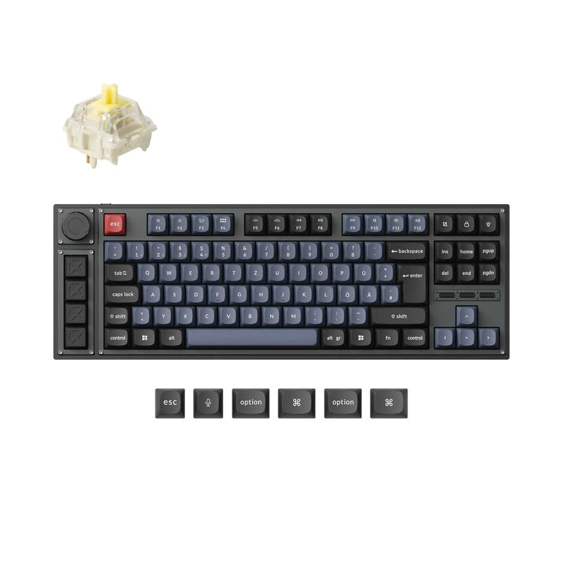 Lemokey L3 QMK/VIA Wireless Custom Mechanical Keyboard ISO Layout Collection - Type:Fully Assembled Knob Carbon Black - Layout Version:DE-ISO - Switches:Gateron Jupiter Banana