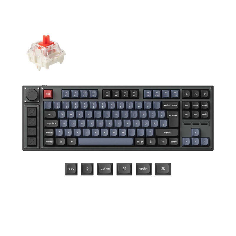 Lemokey L3 QMK/VIA Wireless Custom Mechanical Keyboard ISO Layout Collection - Type:Fully Assembled Knob Carbon Black - Layout Version:DE-ISO - Switches:Gateron Jupiter Red